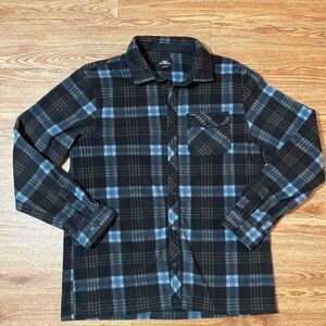 O'Neill Black and Blue Checkered Plaid Shirt with Long Sleeves Size Large